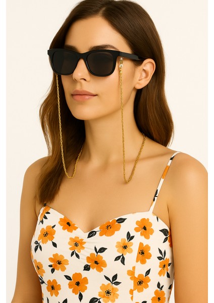 Gold Renk Bütün Gözlüklere Uygun Gözlük Zinciri, Çelik Gözlük Ipi, Şık ve Dayanıklı Zincir Aksesuar