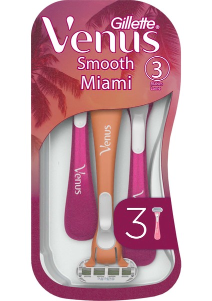 Smooth Miami Kadın Tıraş Bıçakları, 3'lü Kadın Kullan At Tıraş Bıçakları
