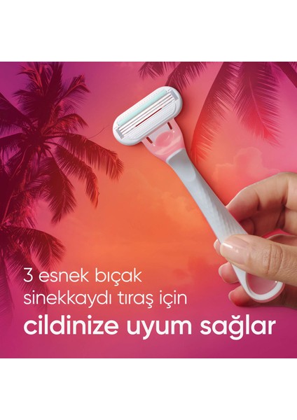 Smooth Miami Kadın Tıraş Bıçakları, 3'lü Kadın Kullan At Tıraş Bıçakları