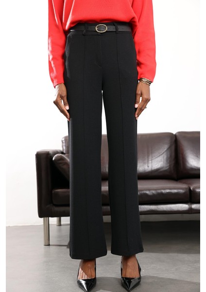 Siyah Önü Çimalı Palazzo Pantolon 257032 fırsatları