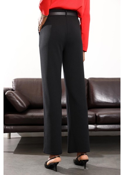 Siyah Önü Çimalı Palazzo Pantolon 257032