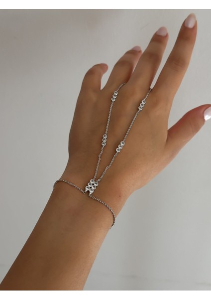 Özel Seri Gümüş Daire Zirkon Taş Sıralı Şahmeran