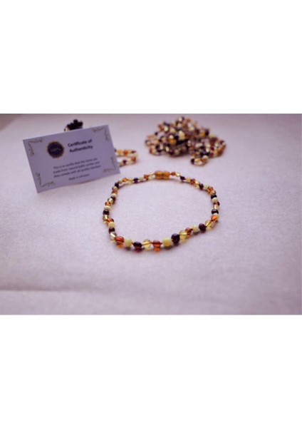 Unisex Bebek Kahverengi Barok Kesim Yassı Multicolor 4 Renk Diş Kolyesi