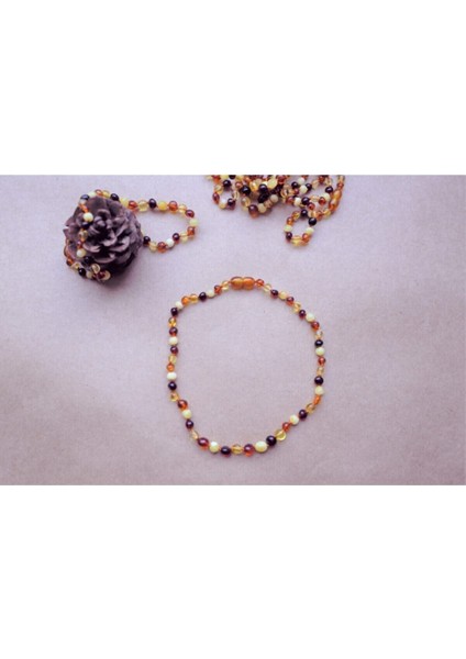 Unisex Bebek Kahverengi Barok Kesim Yassı Multicolor 4 Renk Diş Kolyesi fiyatları