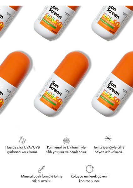 Greenlabel Yüksek Korumalı Kids Sun Spf 50 Mineral Bazlı Çocuklar İçin Güneş Koruyucu Krem 100 ml