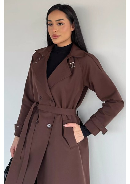 Kadın Iç Astarlı Bel Kuşak Detaylı Trençkot P-00019234 fırsatları