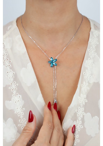 Kristal Taşlı Çiçek Figür Asansör Çelik Kolye fırsatları