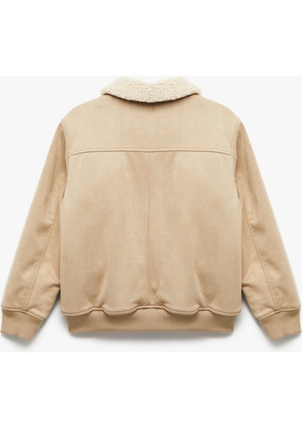 Uzun Kollu Peluş Yaka Cep Detaylı Fermuarlı Bomber Ceket fiyatları