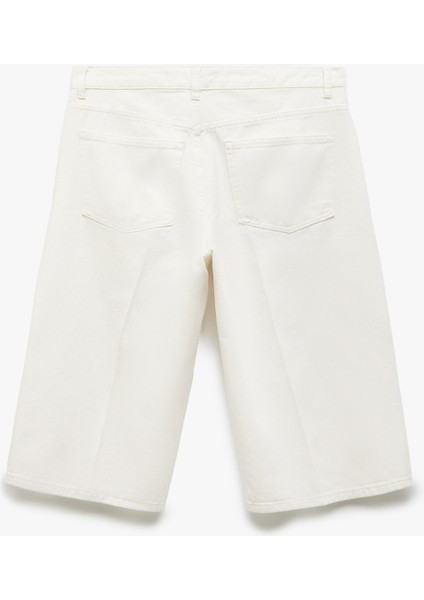 Normal Bel Pamuklu Düz Paça Denim Şort - Straight Fit Jean