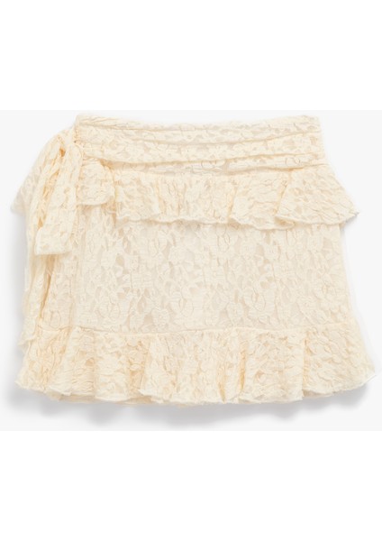 Slim Fit Fırfırlı Dantelli Mini Etek modelleri