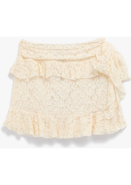 Slim Fit Fırfırlı Dantelli Mini Etek fırsatları
