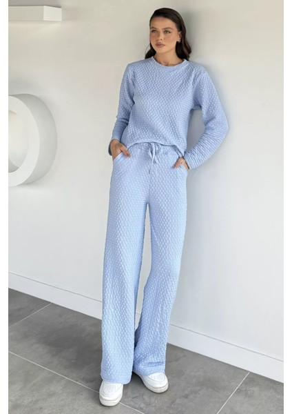 Kendinden Desenli Bluz Pantolon Ikili Takım P-00019205