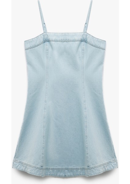 Askılı A Kesim Pamuklu Mini Denim Elbise modelleri