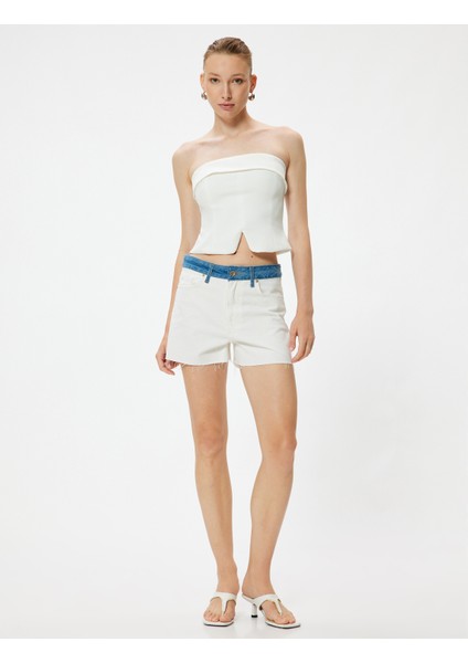 Renk Bloklu Mini Kot Şort fiyatları