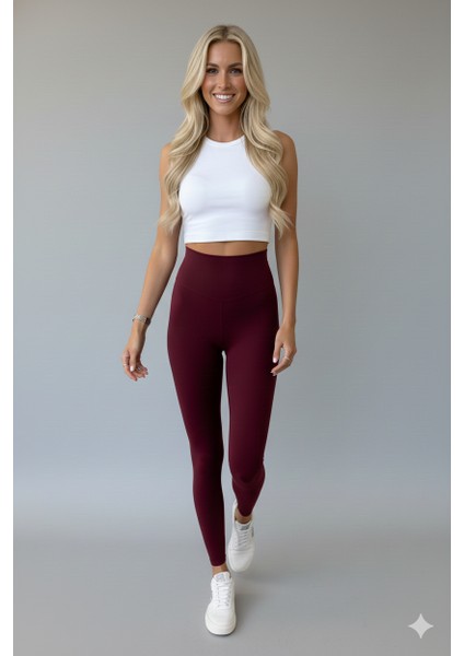 Kadın Yüksek Bel Modal Bordo Sporcu Taytı | Içi Miflonlu – Comfortlux Kumaş modelleri