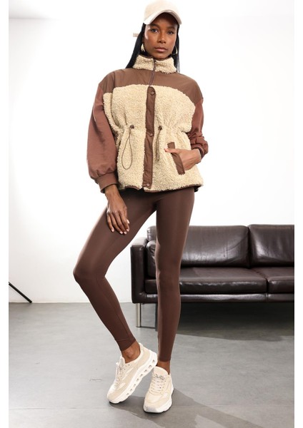 Kahverengi Parçalı Peluş Mont 36911 fiyatları