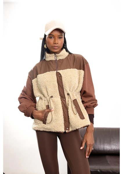 Kahverengi Parçalı Peluş Mont 36911 modelleri