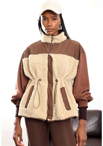 Kahverengi Parçalı Peluş Mont 36911 fırsatları
