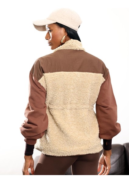 Kahverengi Parçalı Peluş Mont 36911