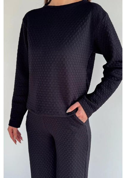 Kendinden Desenli Bluz Pantolon Ikili Takım P-00019205