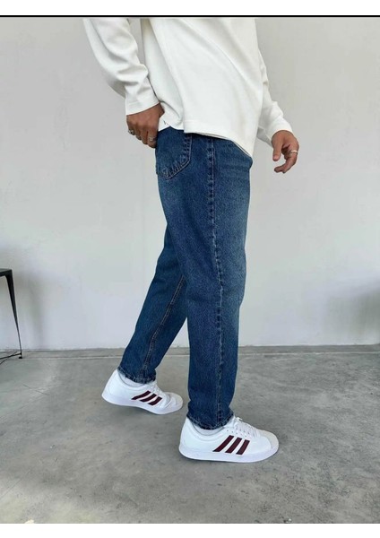 Erkek Lacivert Boyfrıend Pantolon