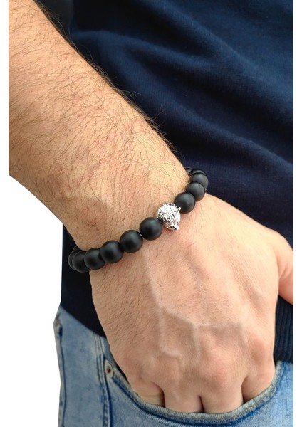 Lastikli Doğal Oniks Taşlı Erkek Bileklik EY44 fiyatları