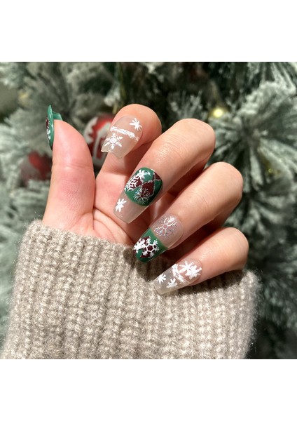 10'lu Mavi Orta Balerin TT0697 Tekrar Kullanılabilir El Yapımı Protez Takma Tırnak Renkli-M