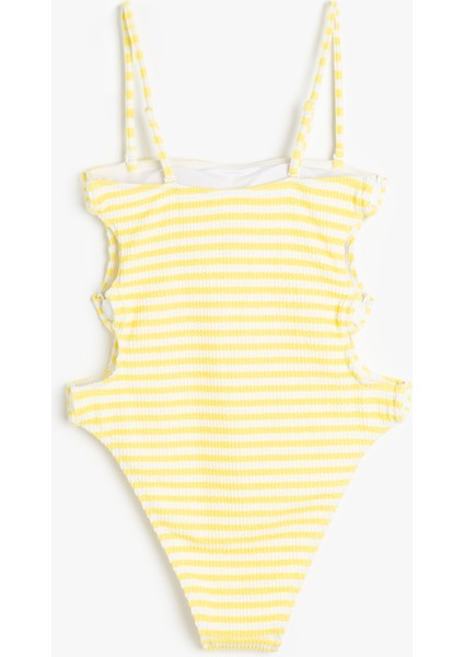 Deniz Kabuğu Aksesuar Detaylı Çizgili Straplez Mayo fiyatları