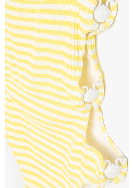 Deniz Kabuğu Aksesuar Detaylı Çizgili Straplez Mayo modelleri