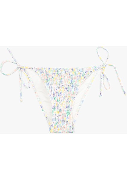 Çiçek Desenli Gipeli Yanları Bağlamalı Ipli Bikini Altı