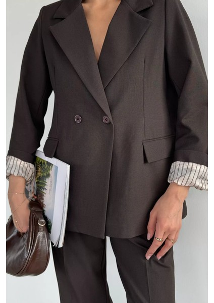 Kadın Iç Astarlı Blazer Ceket Pantolon Ikili Takım P-00019236