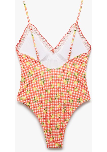 Pötikareli Limon Desenli Fırfır Detaylı Ince Askılı Mayo fiyatları