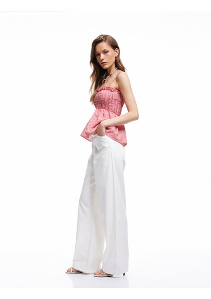 Beli Bağcıklı Pamuklu Düz Paça Cepli Pantolon - Loose Straight Fit Jeans