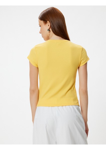 Basic Fitilli Tişört Kısa Kollu Bisiklet Yaka Slim Fit fırsatları