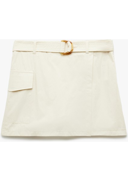 Pamuklu Kemerli Kargo Cepli Mini Şort Etek modelleri