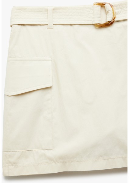 Pamuklu Kemerli Kargo Cepli Mini Şort Etek indirimleri
