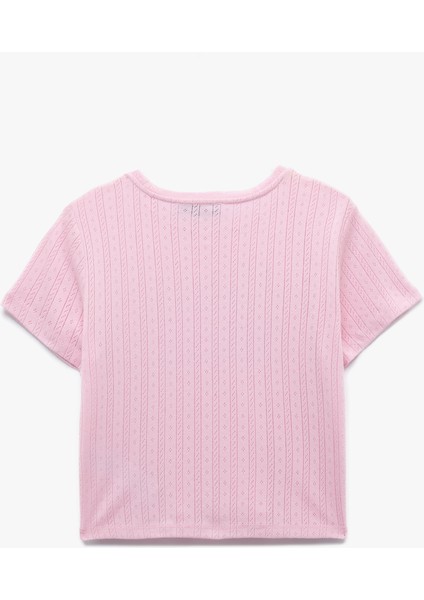 Taş Detaylı Bisiklet Yaka Dar Kesim Pamuklu Kısa Kollu Baskılı Tişört fırsatları