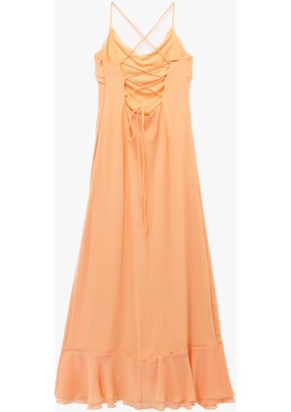 Volanlı Fırfırlı Asimetrik Kesim Slim Fit Askılı Elbise indirimleri