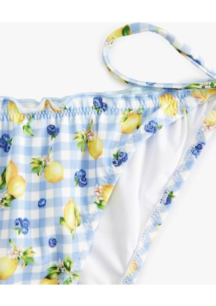 Bağlamalı Fırfırlı Limon Baskılı Pötikareli Bikini Altı modelleri
