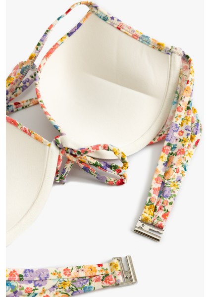 Çiçekli Push-Up Bikini Üstü Balenli Dolgulu Boyundan Bağlamalı modelleri