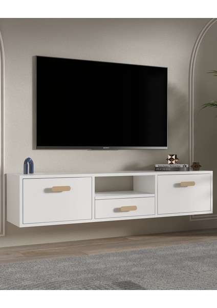 1328DROPCT-32 Duvara Montaj Tv Sehpası Beyaz-Safirmeşe
