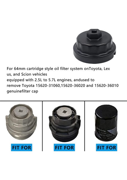 Yağ Filtre Kapağı Anahtarı 14 Flüt Toyota Için 4 Yuva Çıkarma Aracı Camry Rav4 Highlander 2 5l-5 7l Motor Siyah (Yurt Dışından) indirimleri
