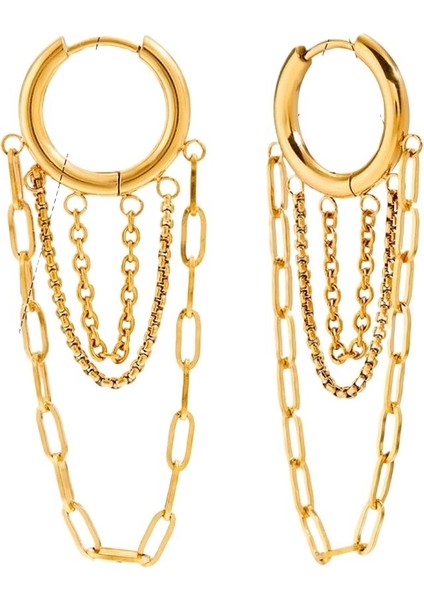 Kadınlar Için Zincir Püsküllü Paslanmaz Çelik Küpeler (Yurt Dışından)