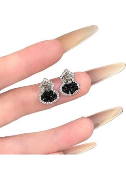 Gümüş Iğneli Zirkon Kristal Kabak Küpeler, Zarif Küpeler (Yurt Dışından)