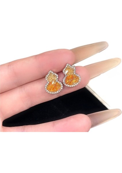 Gümüş Iğneli Zirkon Kristal Kabak Küpeler, Zarif Küpeler (Yurt Dışından)