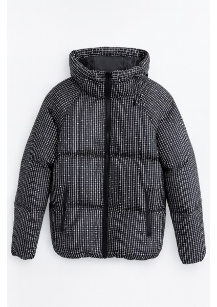 Erkek Astarlı Su ve Rüzgar Geçirmez Kapüşonlu Baskılı Şişme Mont fiyatları