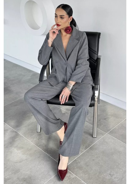 Kadın Iç Astarlı Blazer Ceket Pantolon Ikili Takım P-00019236