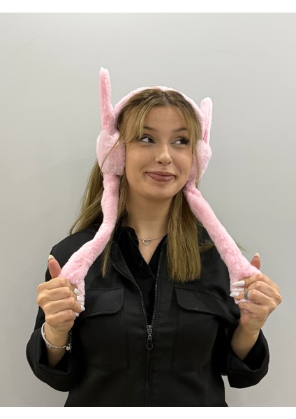 Peluş Hareketli Kulaklık – Sevimli Tavşan Kulaklı Model