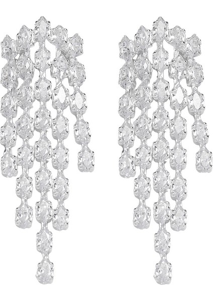 Kadınlar Için Zirkonyum Kısa Püsküllü Küpeler (Yurt Dışından)