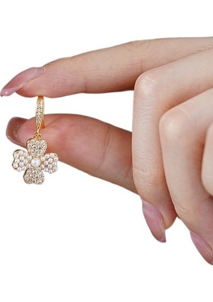 S925 Incili Zirkonyum Çiçekli Kulak Kancaları Küpeler (Yurt Dışından) fiyatları